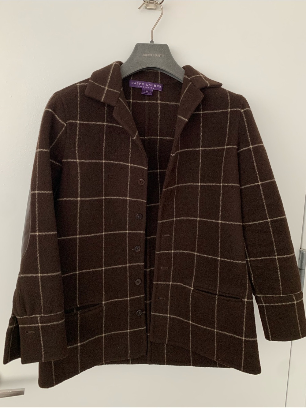 Ralph Lauren Collection Purple Label wool cashmere plaid brown shirt jacket